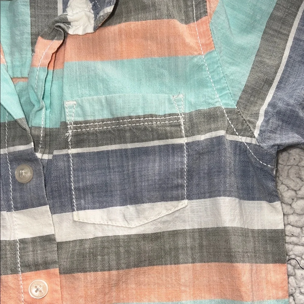 OshKosh B'gosh Kids Striped Button-Down Shirt - Blue, Green, Orange
